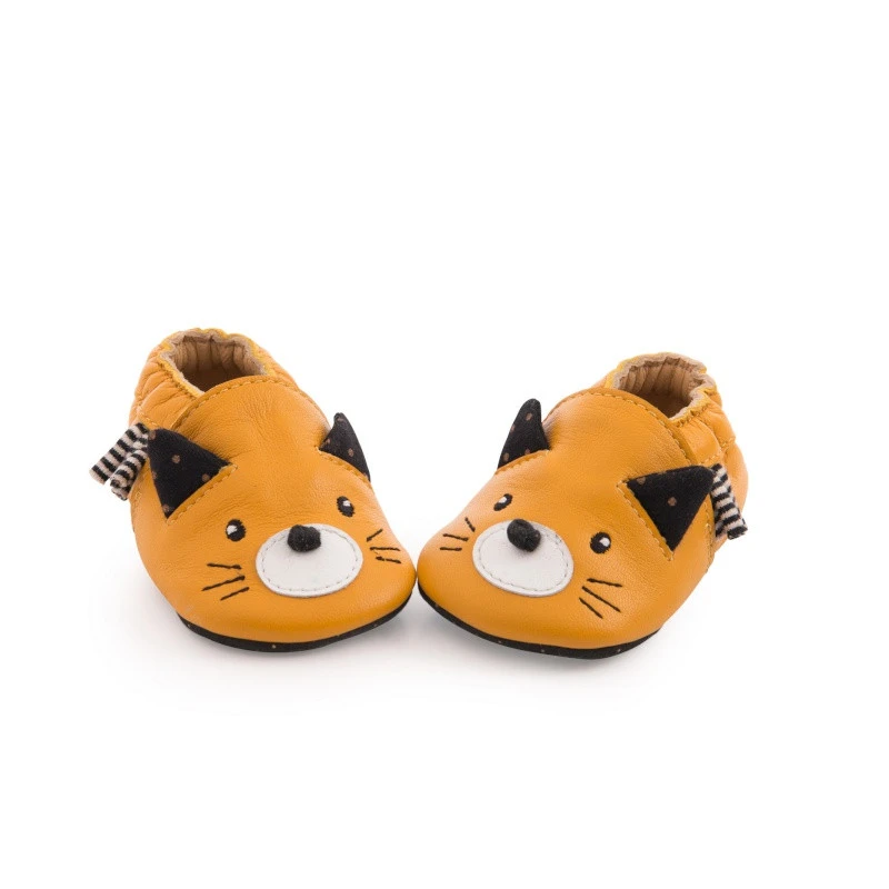 Chaussons En Cuir Chat Moutarde 0/6m MOULIN ROTY Les Moustaches – Image 4