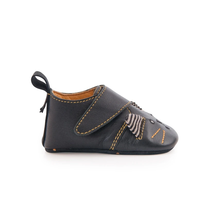 Chaussons En Cuir Chat Noir 6/12m MOULIN ROTY Les Moustaches – Image 3