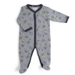 Pyjama En Jersey Gris Chiné 1m MOULIN ROTY Les Moustaches